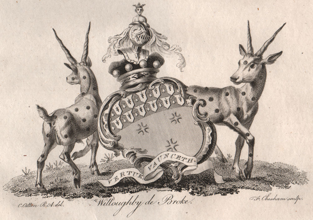 WILLOUGHBY DE BROKE. Coat of Arms. Heraldry 1790 old antique print picture